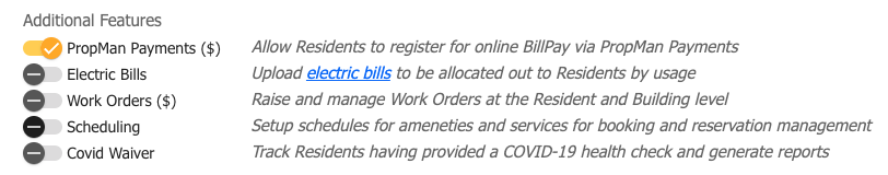 Additional Features Payments