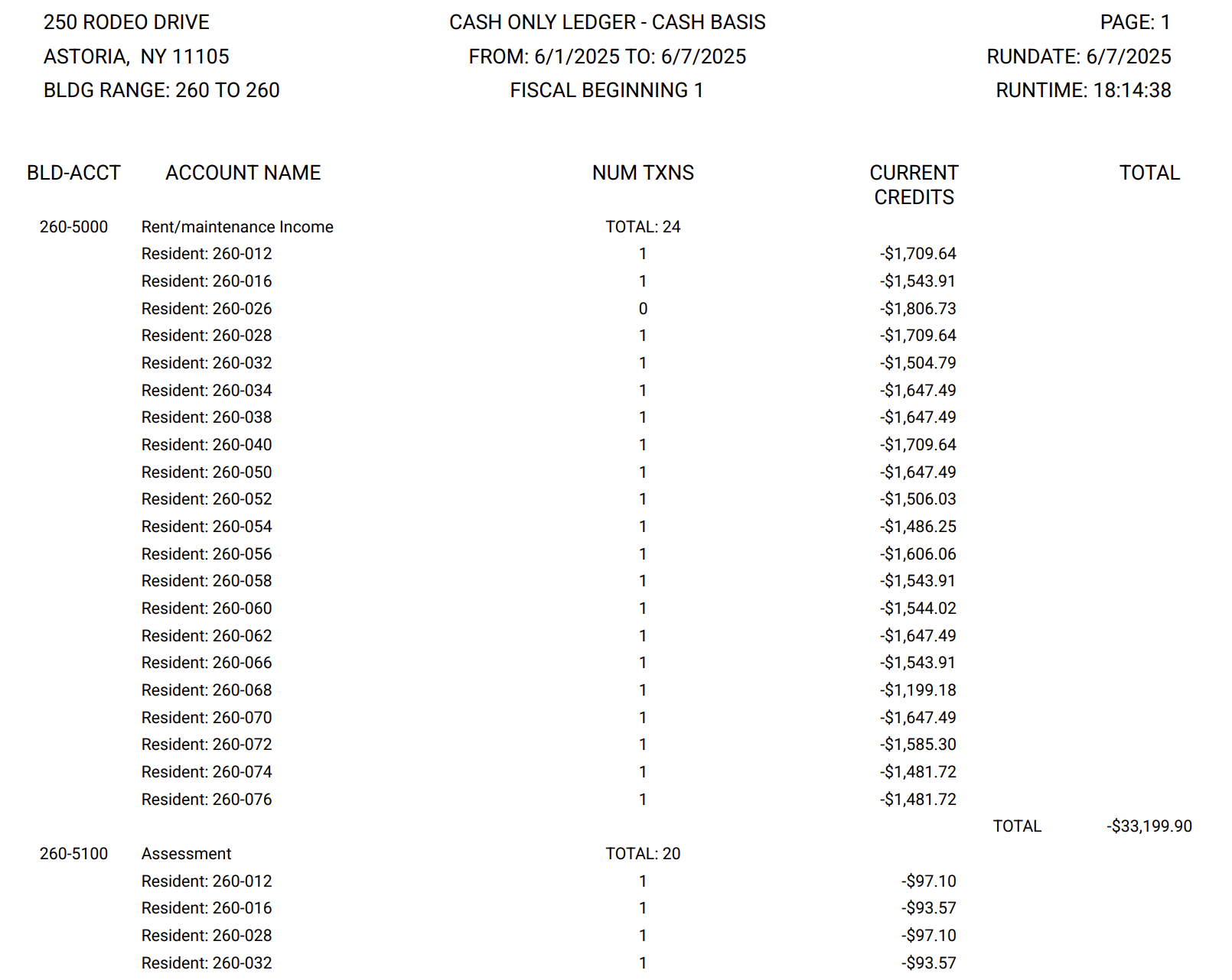 Cash Ledger