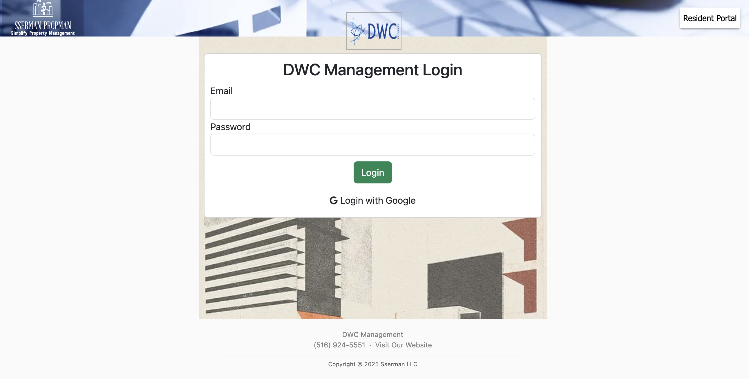 Management Portal Login Screen