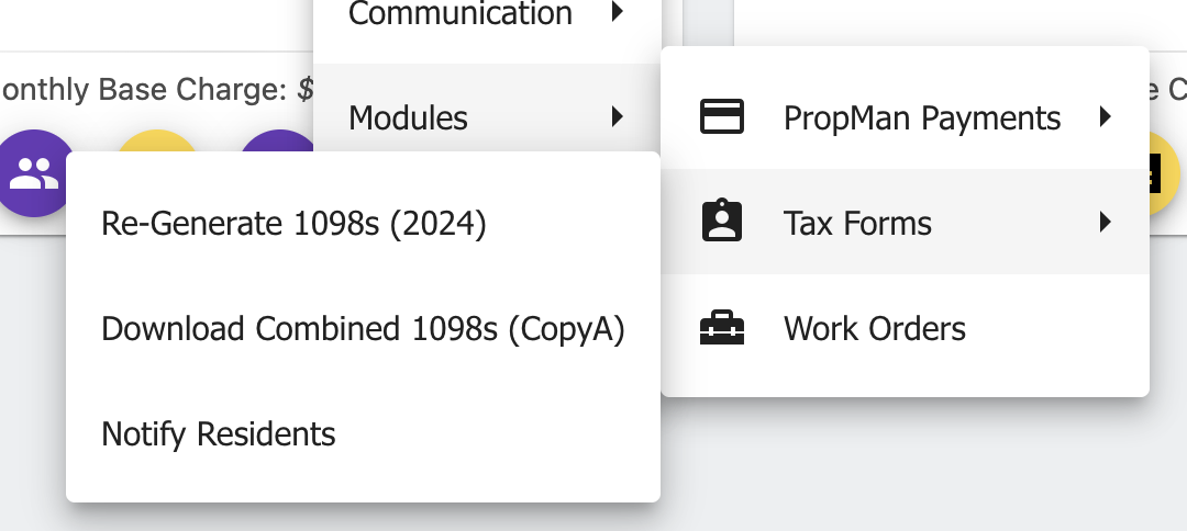 Tax Forms Menu