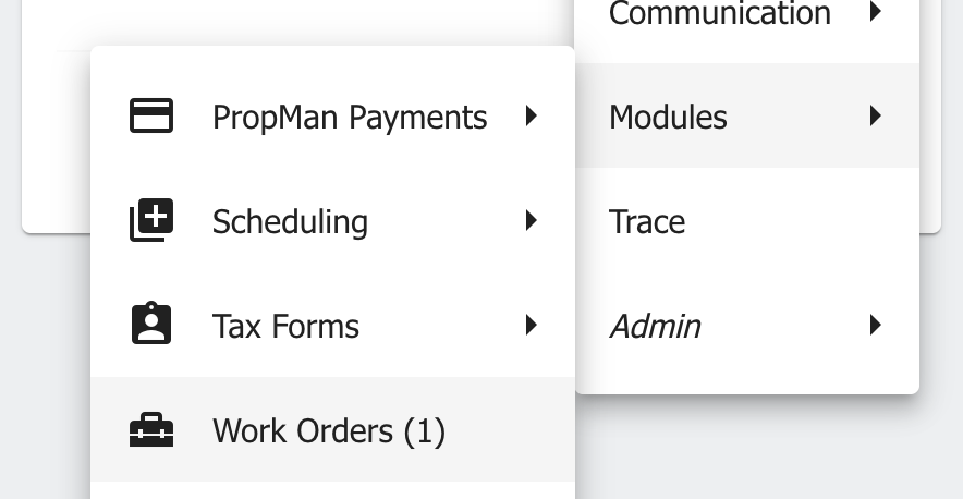 Work Orders Menu
