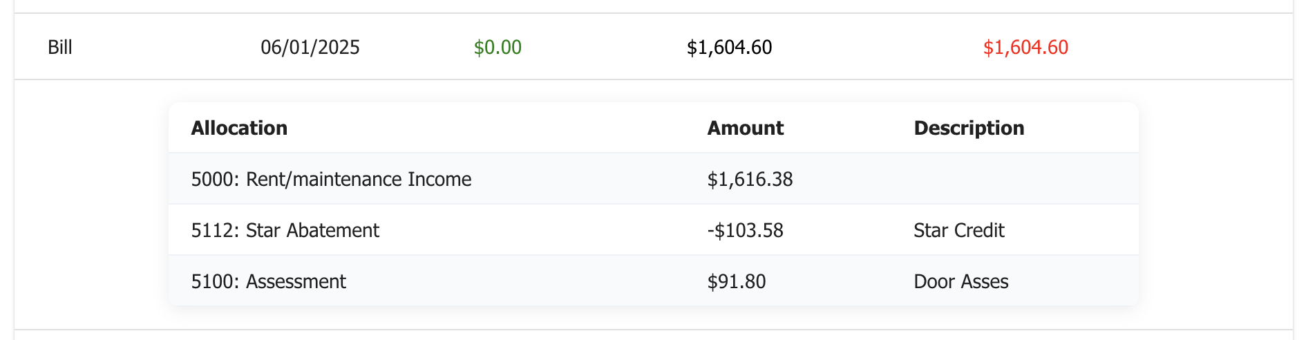 Bill Allocation